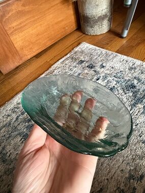 Vintage Recycled Glass Trinket Dish /Soap Dish